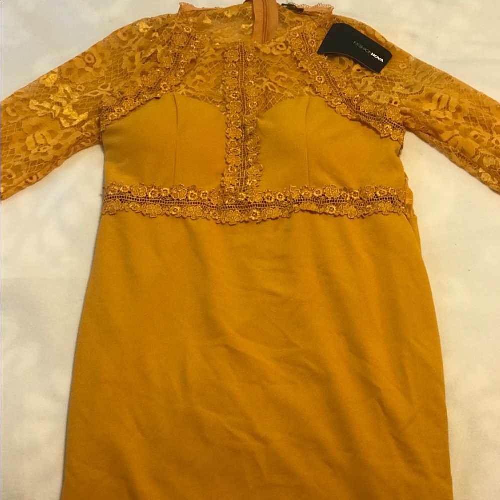 NWT Golden Embroidered Fashion Nova Dress